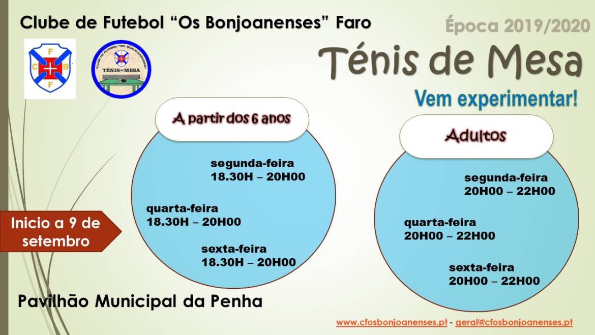 Início dos treino de ténis de mesa