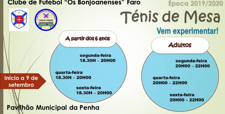 Início dos treino de ténis de mesa